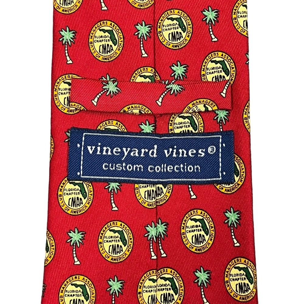 Vineyard Vines Neck Tie Mens OS Red Florida CMAA Palm Tree Silk Classic Tie